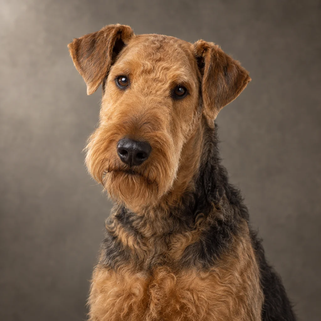AI-generated illustration of an adult Airedale Terrier