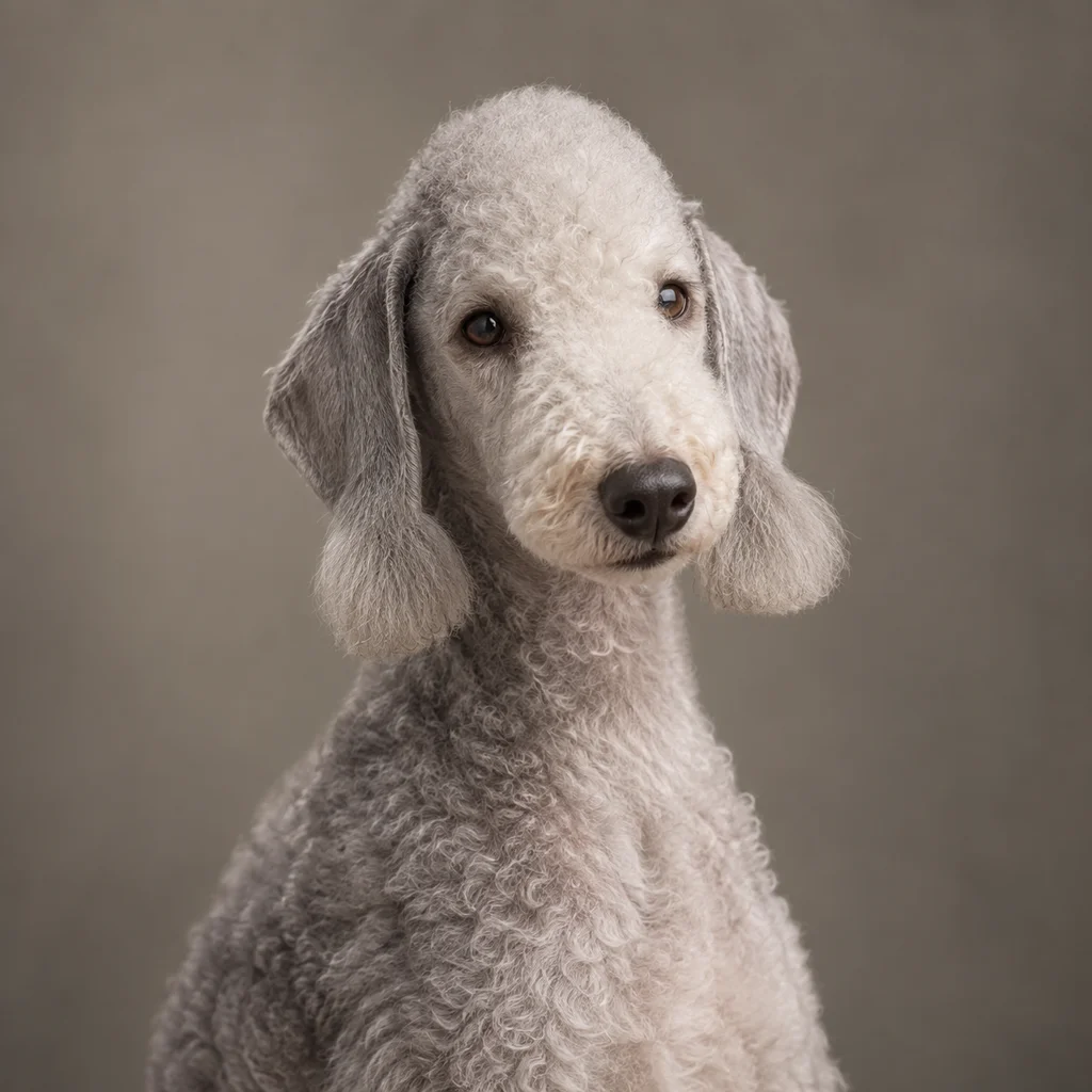 AI-generated illustration of an adult Bedlington Terrier