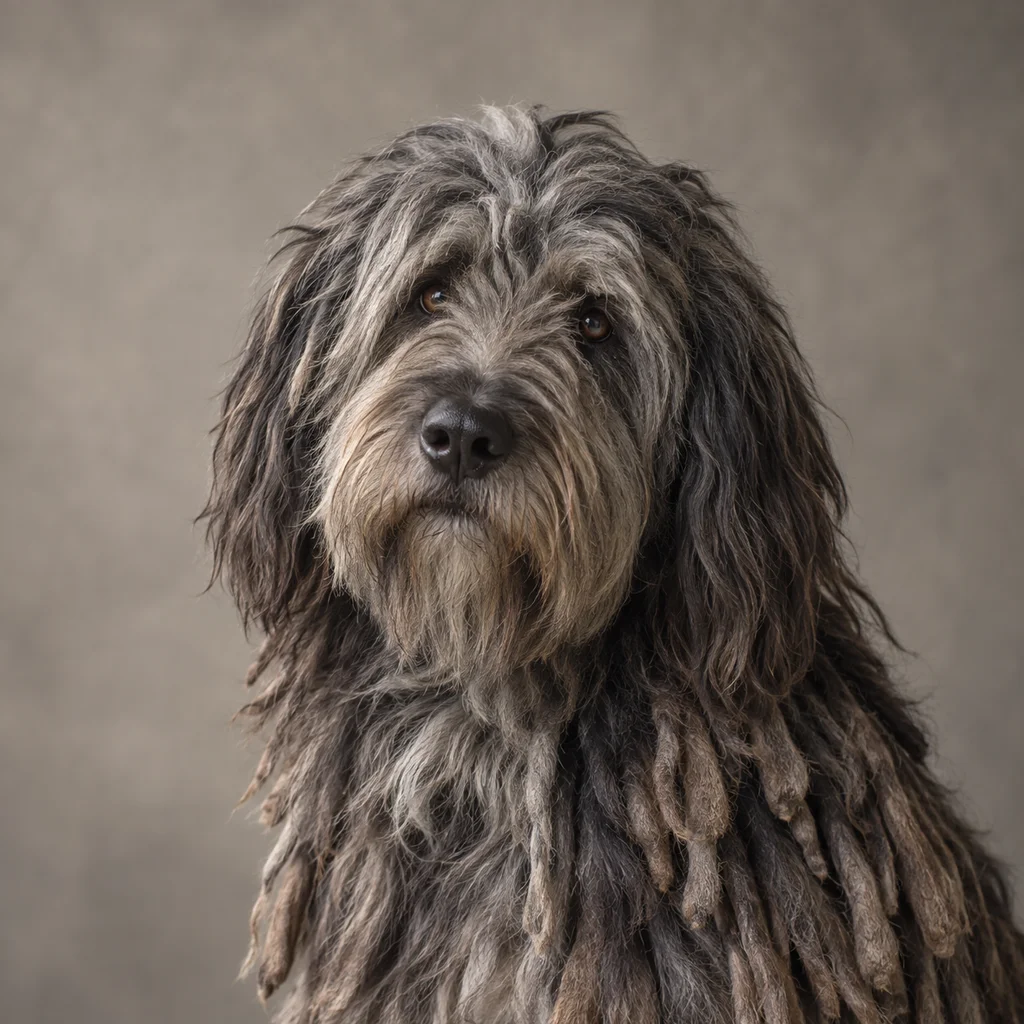 AI-generated illustration of an adult Bergamasco Sheepdog