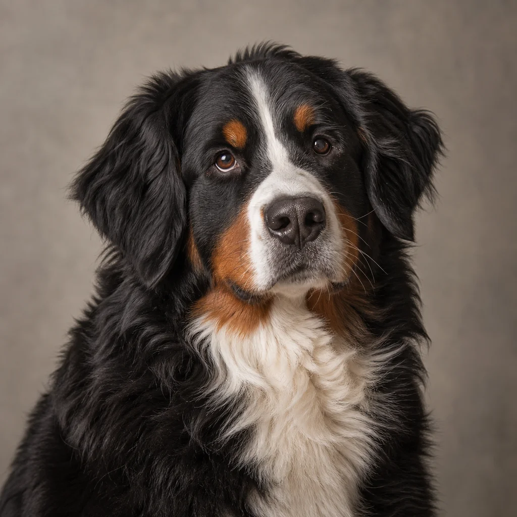AI-generated illustration of an adult Bernese Mountain Dog