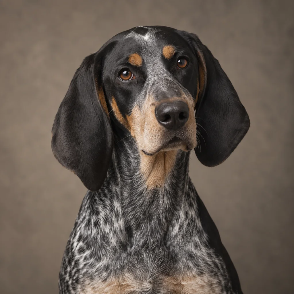 AI-generated illustration of an adult Bluetick Coonhound