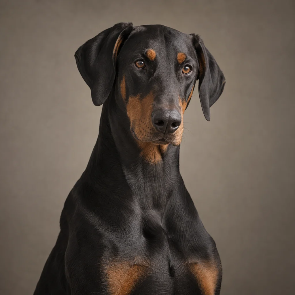 AI-generated illustration of an adult Doberman Pinscher