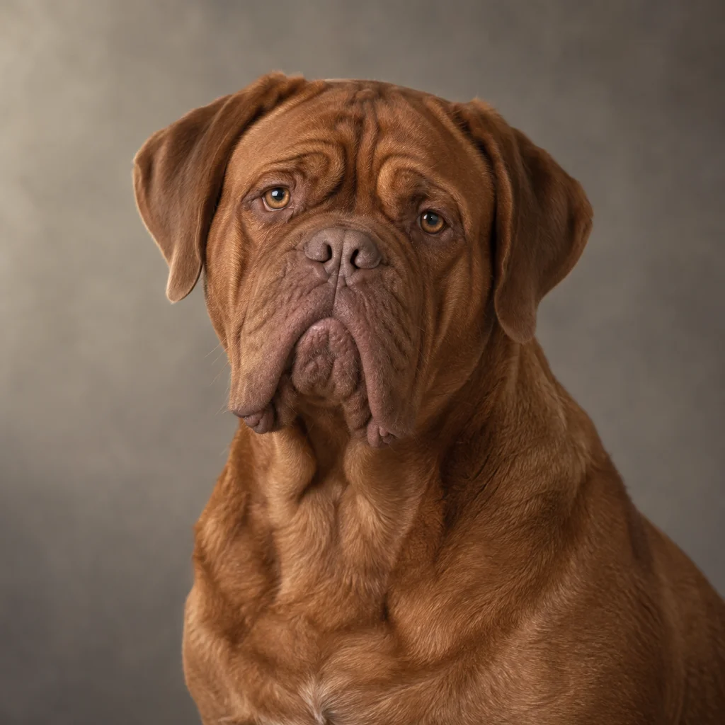 AI-generated illustration of an adult Dogue de Bordeaux