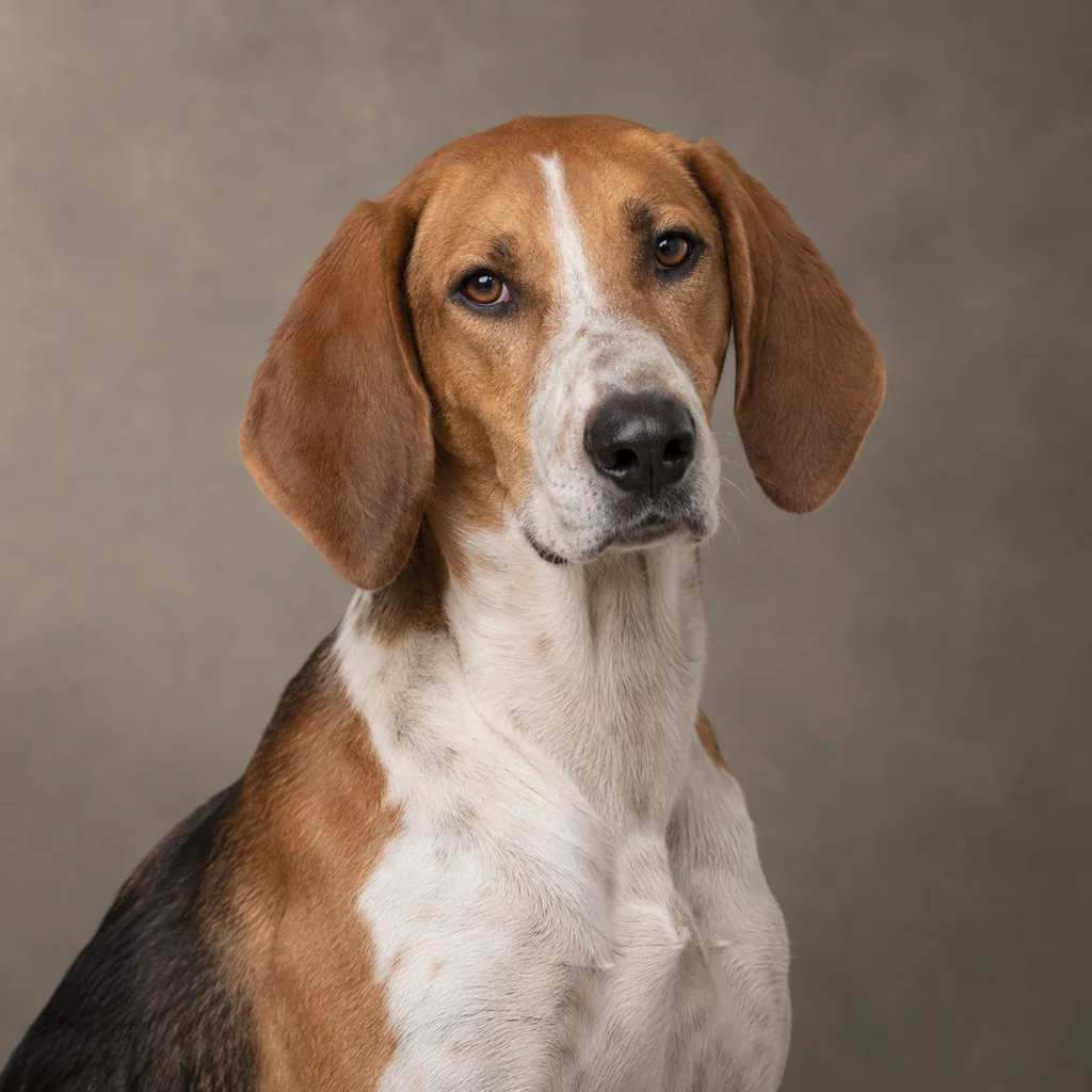 AI-generated illustration of an adult English Foxhound