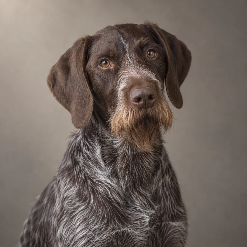 AI-generated illustration of an adult German Wirehaired Pointer