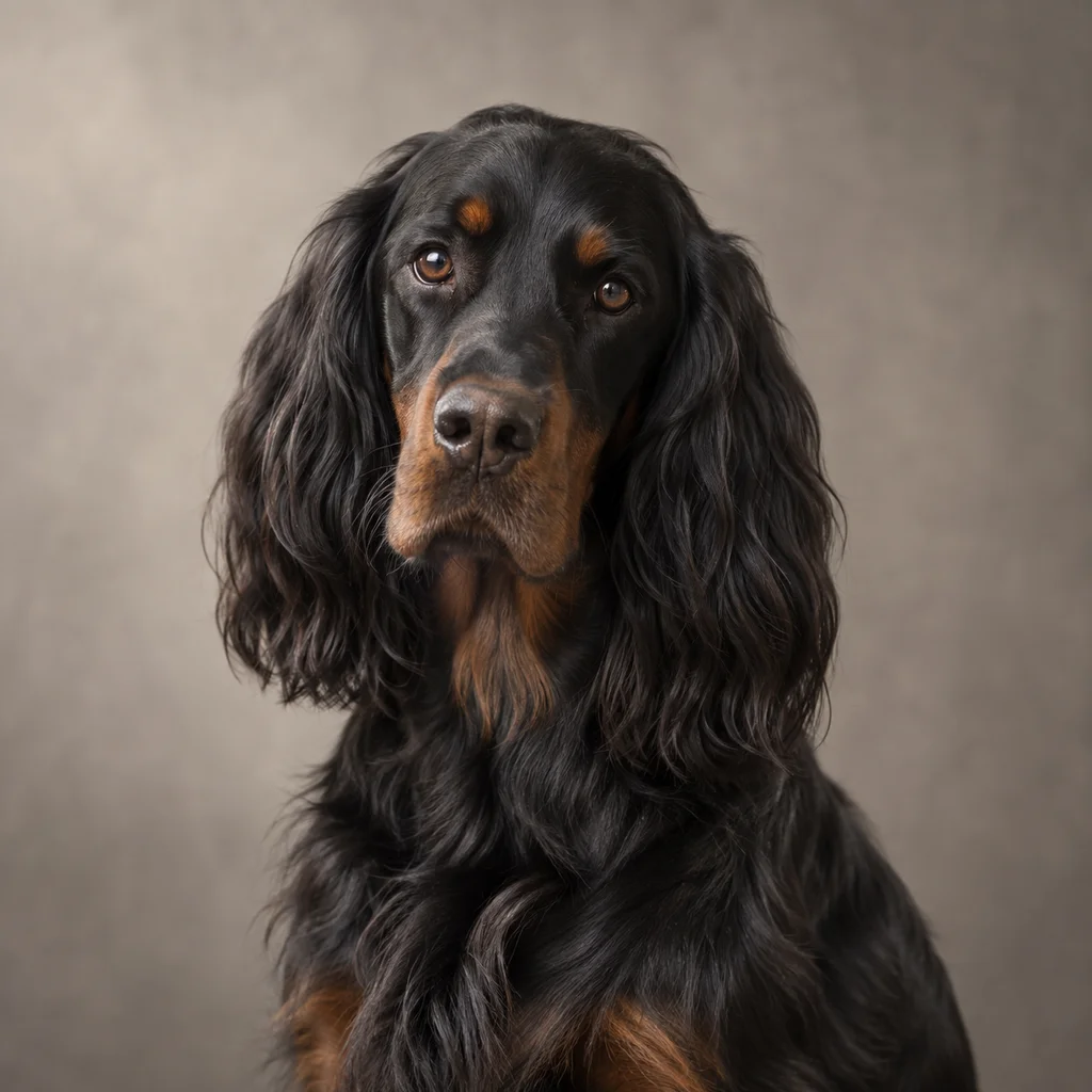 AI-generated illustration of an adult Gordon Setter