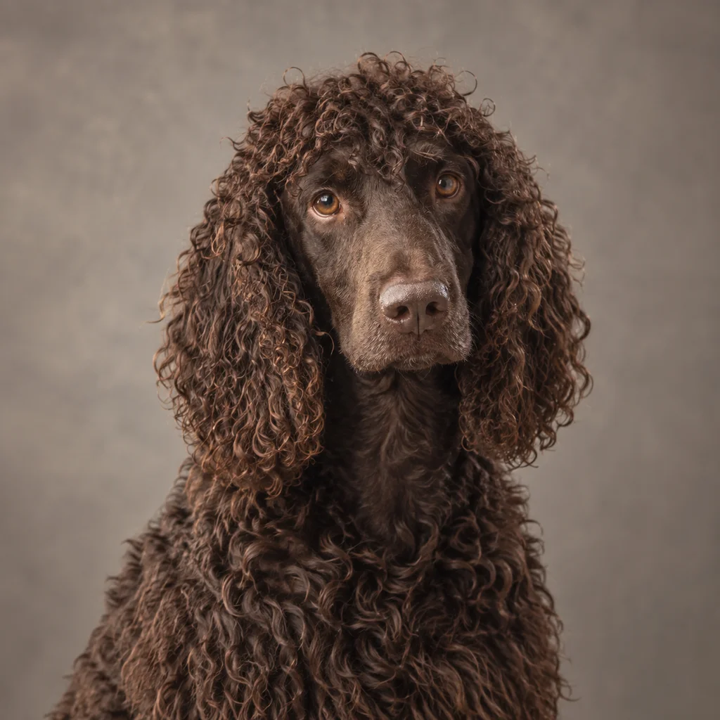 AI-generated illustration of an adult Irish Water Spaniel