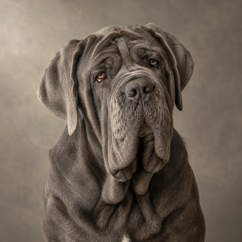 AI-generated illustration of an adult Neapolitan Mastiff