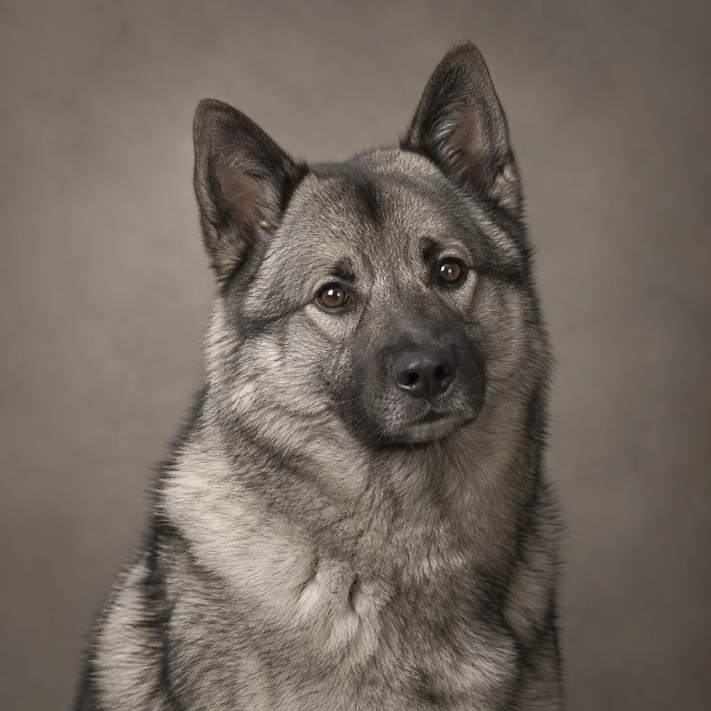 AI-generated illustration of an adult Norwegian Elkhound