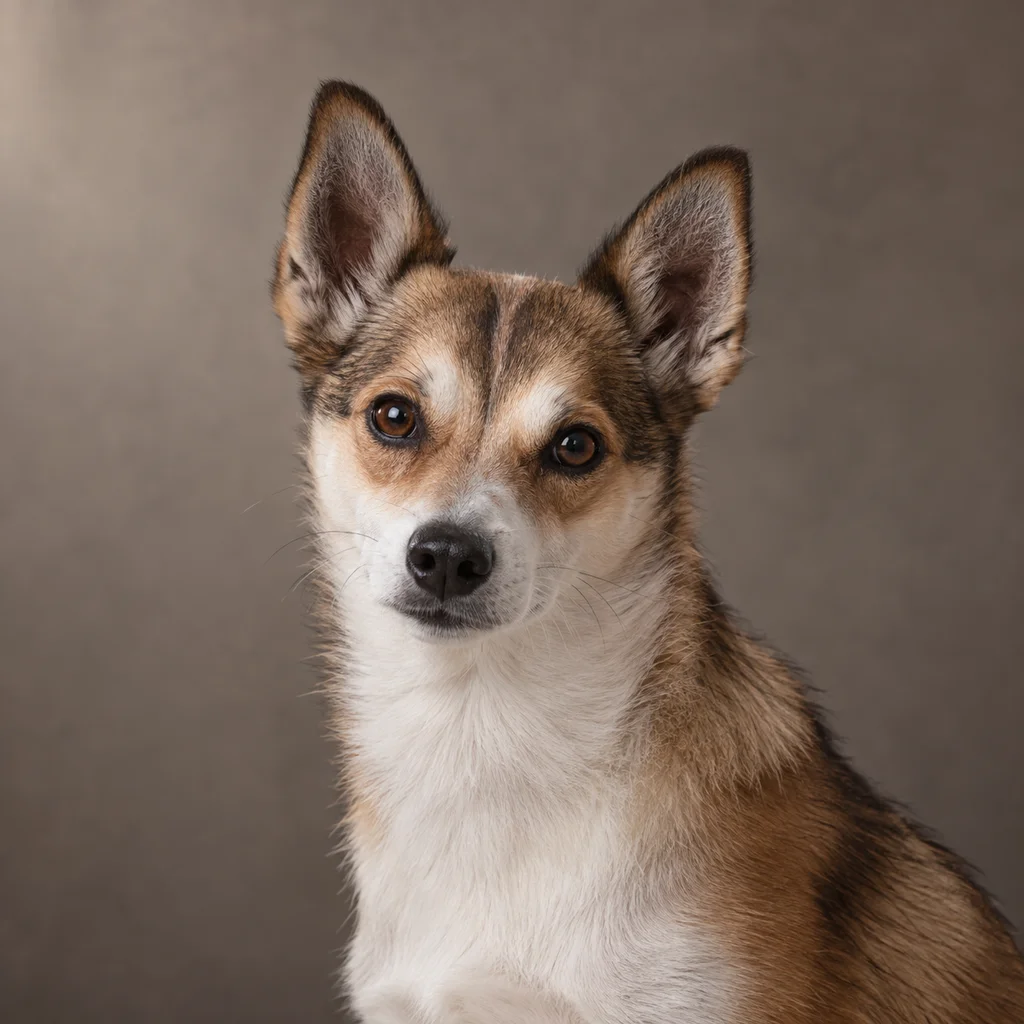 AI-generated illustration of an adult Norwegian Lundehund