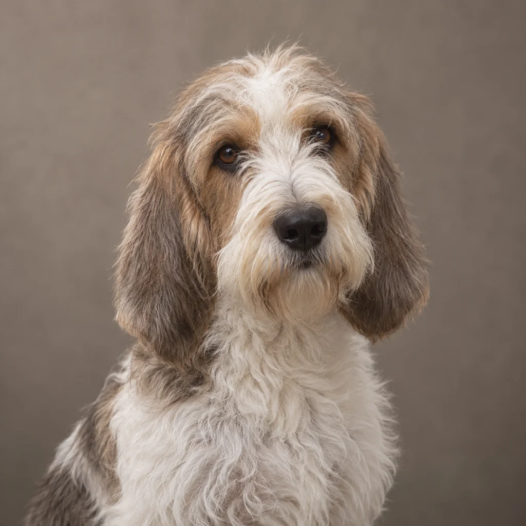 AI-generated illustration of an adult Petit Basset Griffon Vendeen
