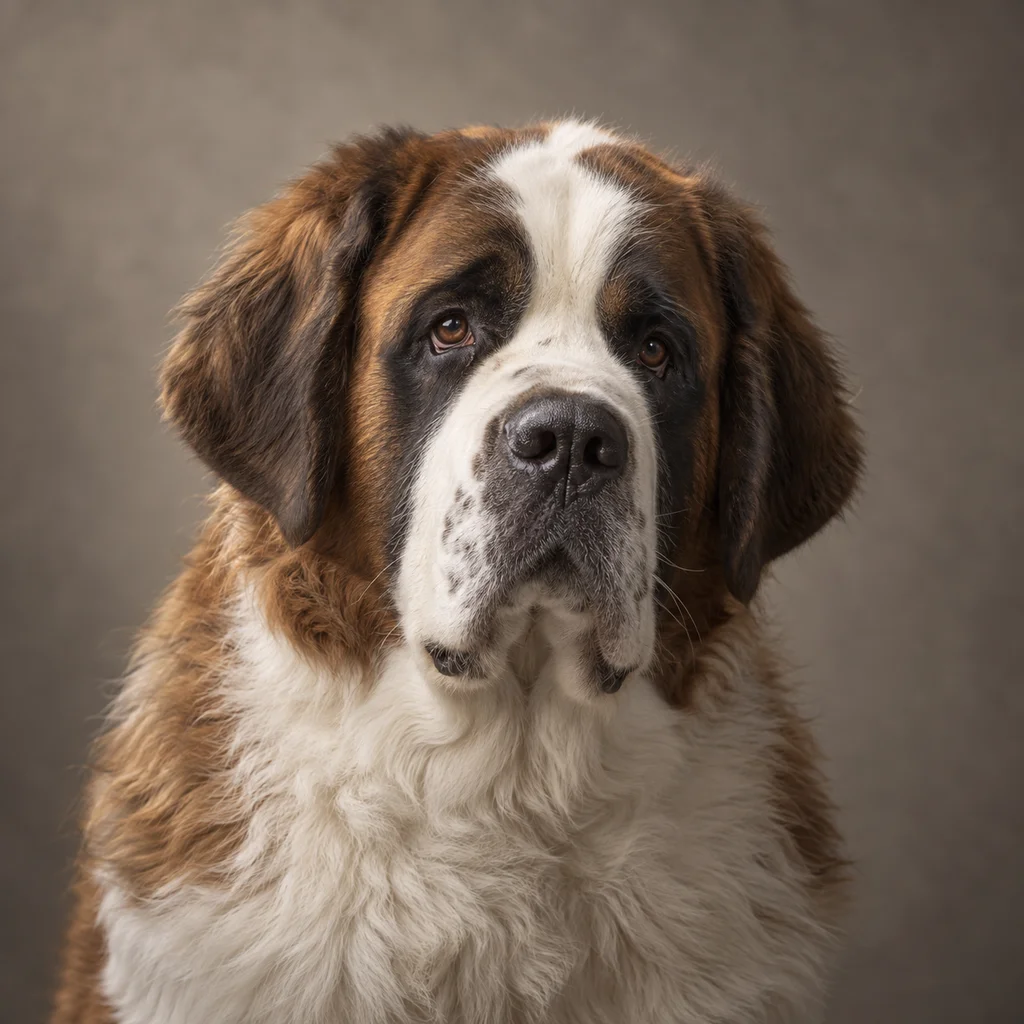 AI-generated illustration of an adult Saint Bernard