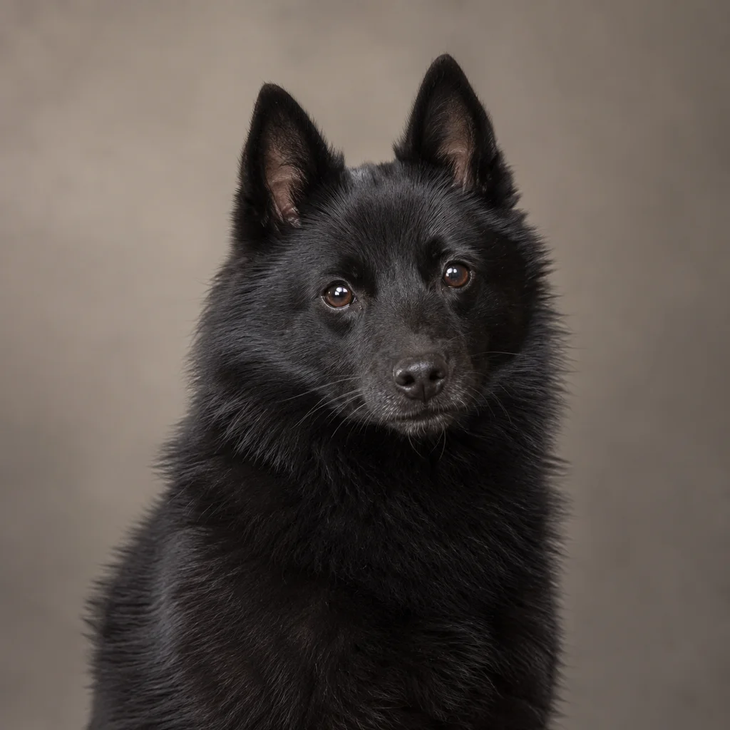 AI-generated illustration of an adult Schipperke