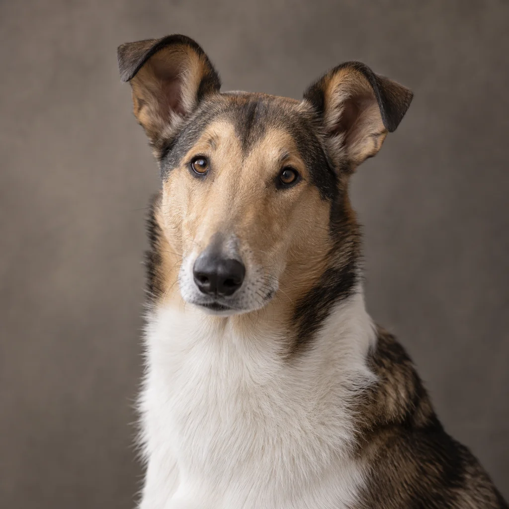 AI-generated illustration of an adult Smooth Collie
