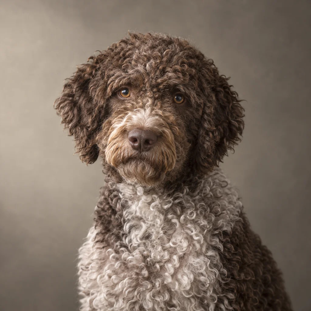 AI-generated illustration of an adult Spanish Water Dog