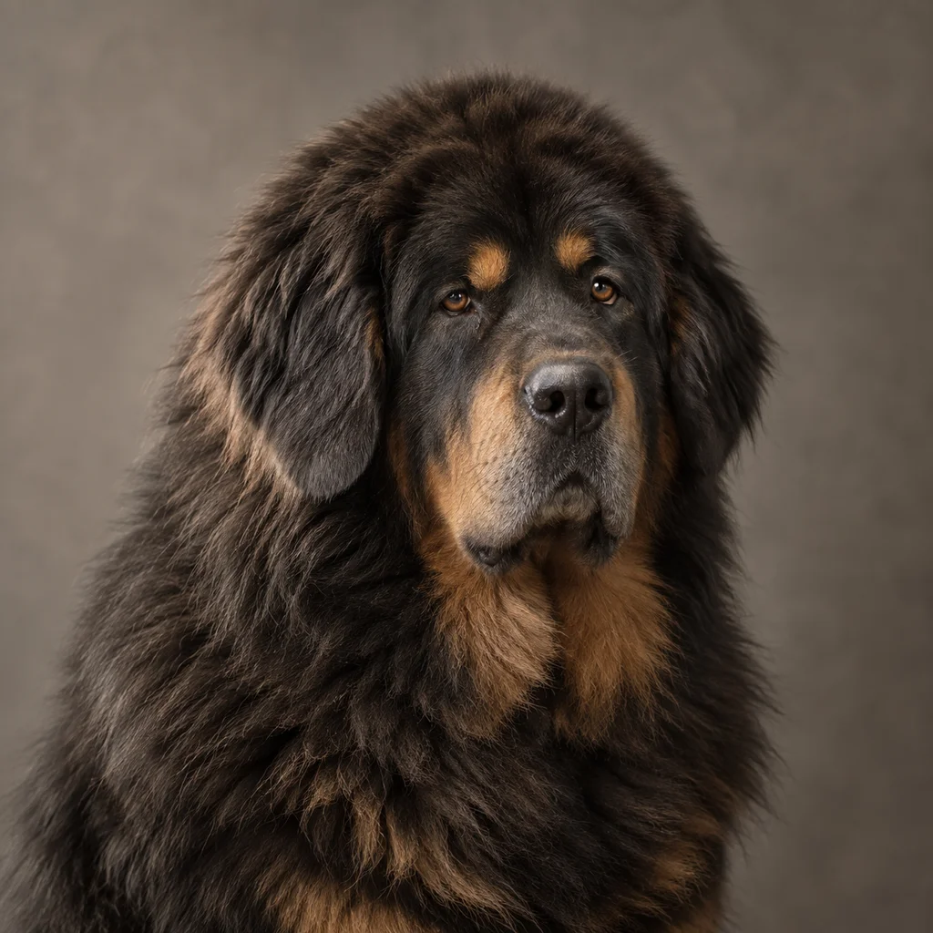 AI-generated illustration of an adult Tibetan Mastiff