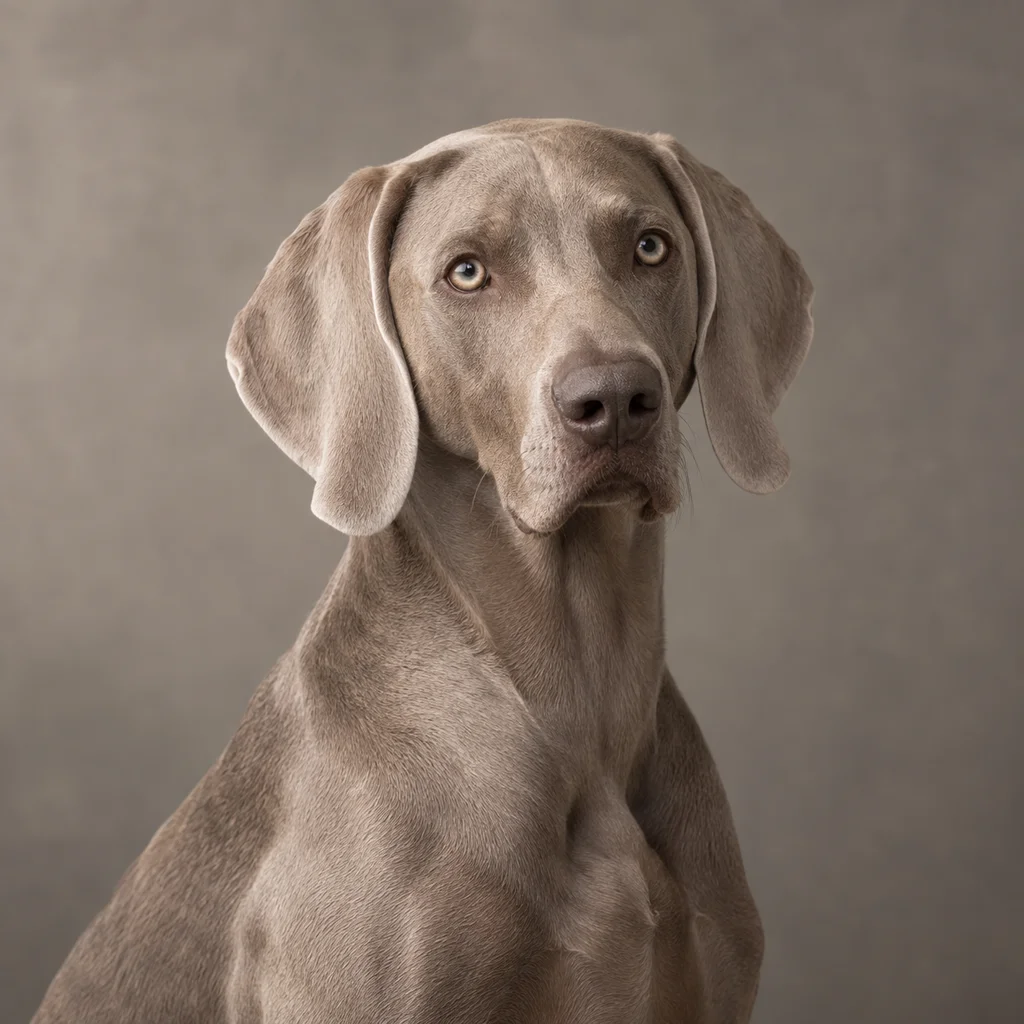 AI-generated illustration of an adult Weimaraner