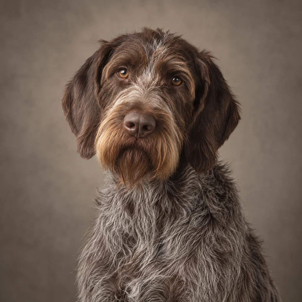 AI-generated illustration of an adult Wirehaired Pointing Griffon